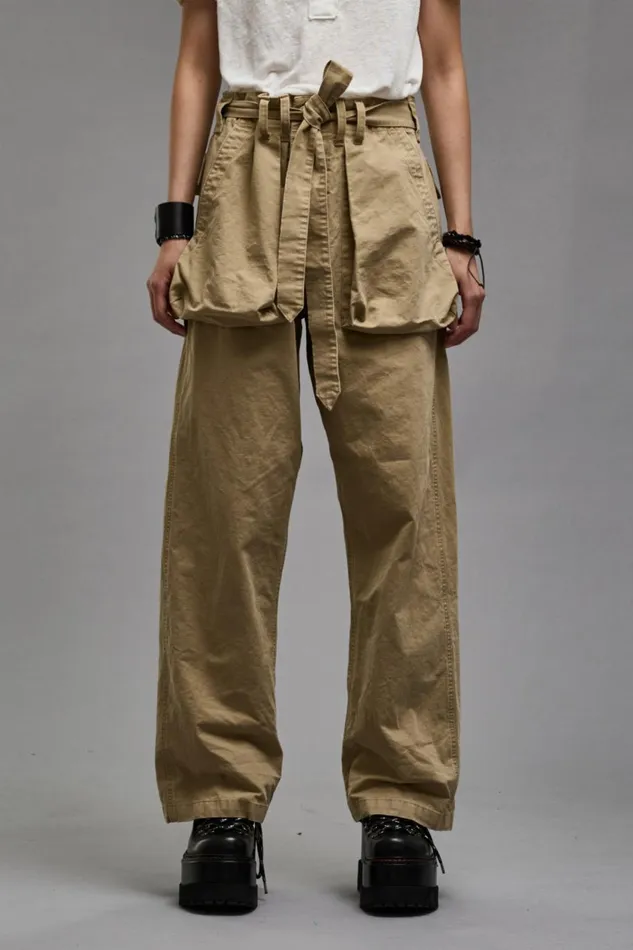 R13 Sale Women BELTED UTILITY PANT 8211 KHAKI RIPSTOP