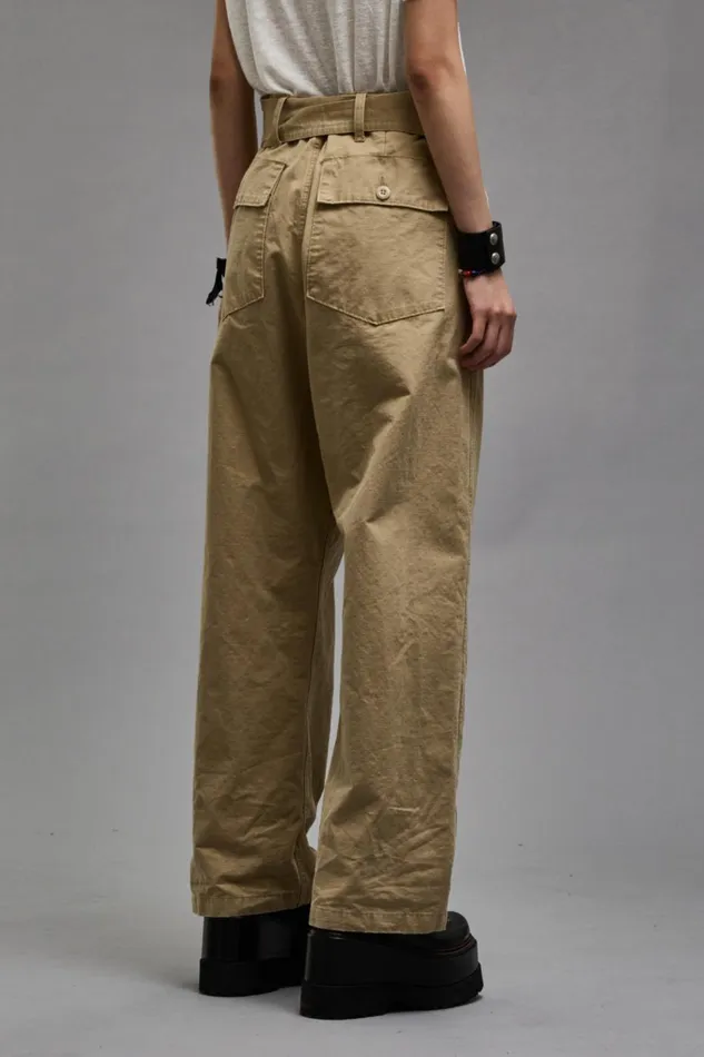 R13 Sale Women BELTED UTILITY PANT 8211 KHAKI RIPSTOP