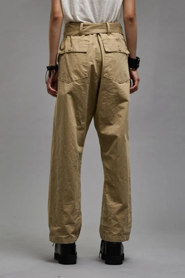 R13 Sale Women BELTED UTILITY PANT 8211 KHAKI RIPSTOP