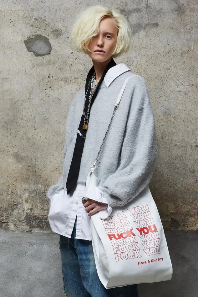R13 Sale Women CROPPED SHAGGY OVERSIZED SWEATER 8211 HEATHER GREY