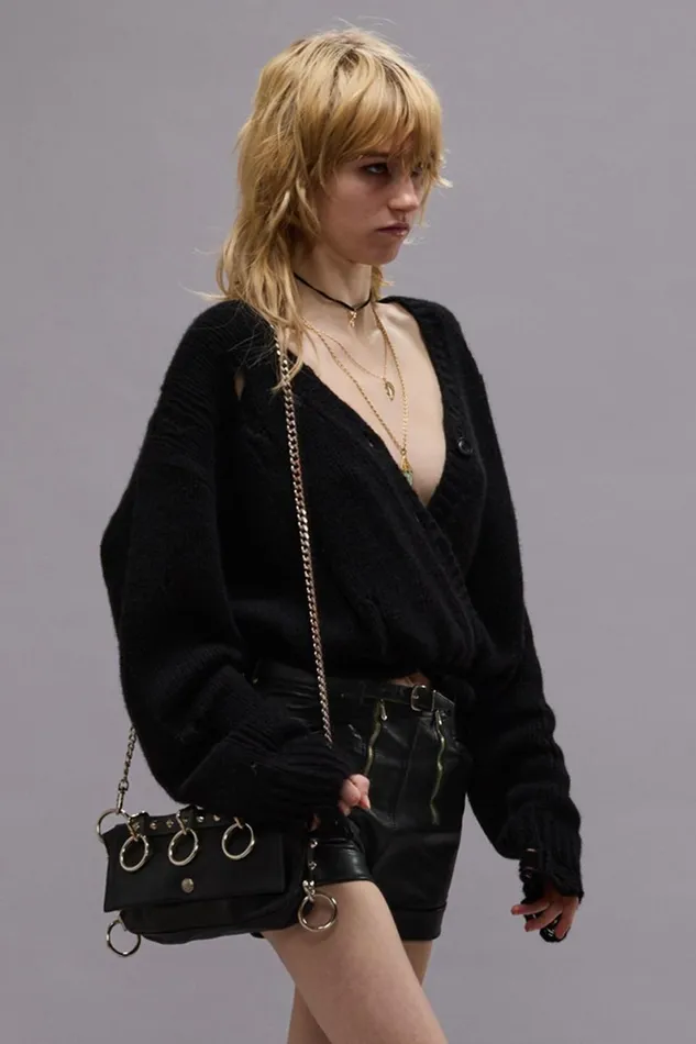 R13 Sale Women CROSSOVER CARDIGAN 8211 BLACK