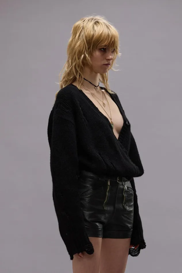 R13 Sale Women CROSSOVER CARDIGAN 8211 BLACK