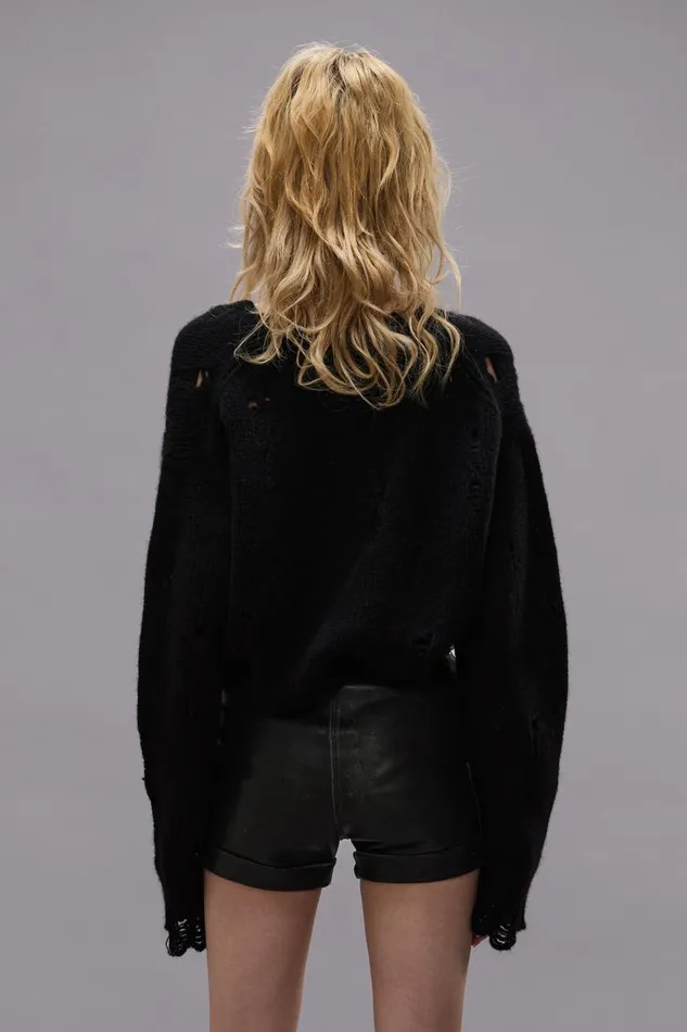 R13 Sale Women CROSSOVER CARDIGAN 8211 BLACK