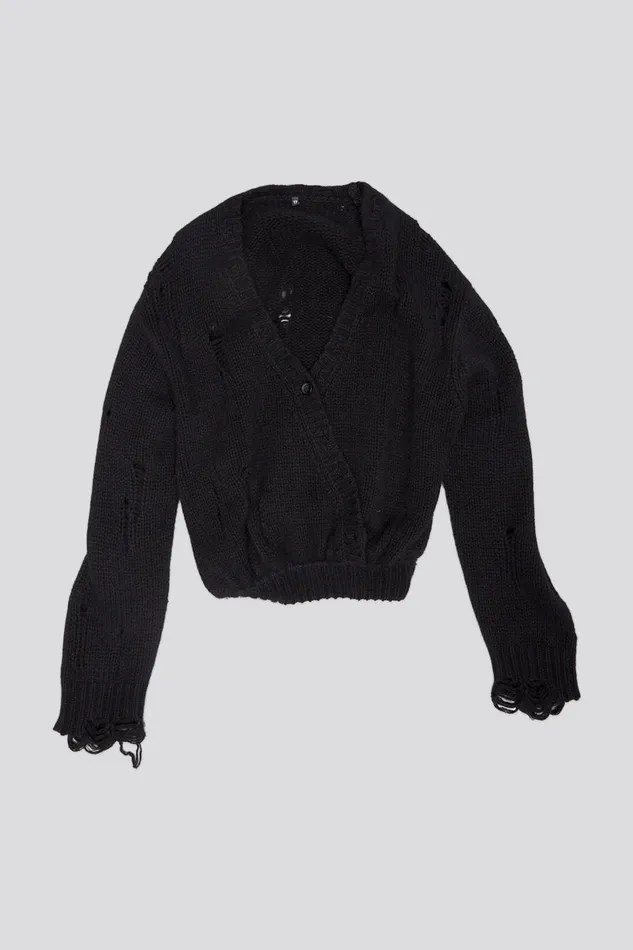 R13 Sale Women CROSSOVER CARDIGAN 8211 BLACK