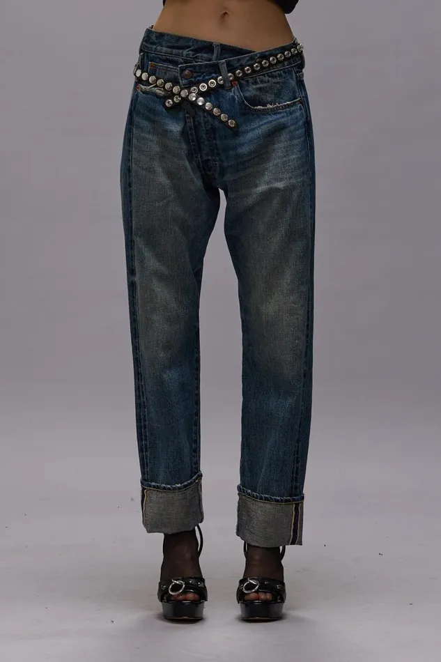 R13 Sale Women CROSSOVER JEAN 8211 ASPEN SELVEDGE BLUE