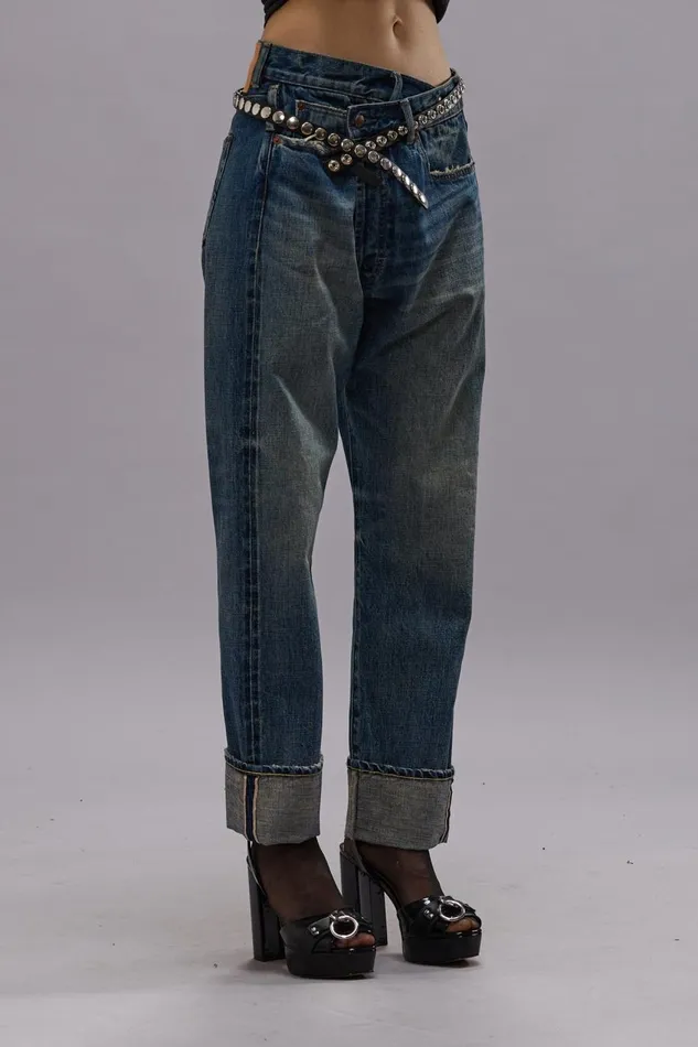 R13 Sale Women CROSSOVER JEAN 8211 ASPEN SELVEDGE BLUE
