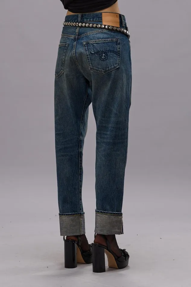 R13 Sale Women CROSSOVER JEAN 8211 ASPEN SELVEDGE BLUE