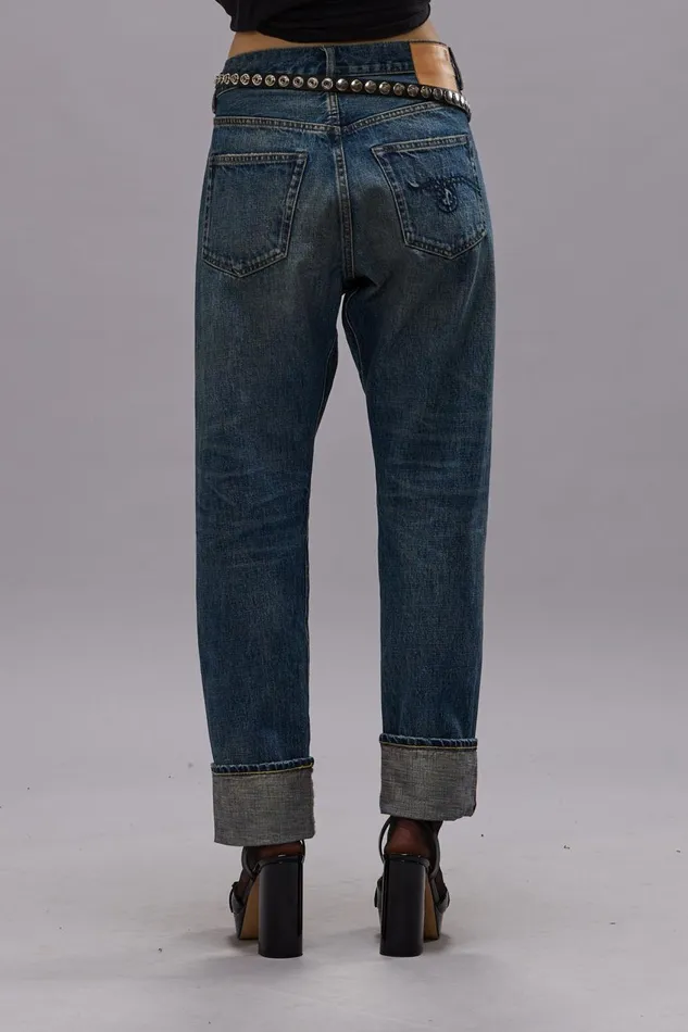 R13 Sale Women CROSSOVER JEAN 8211 ASPEN SELVEDGE BLUE