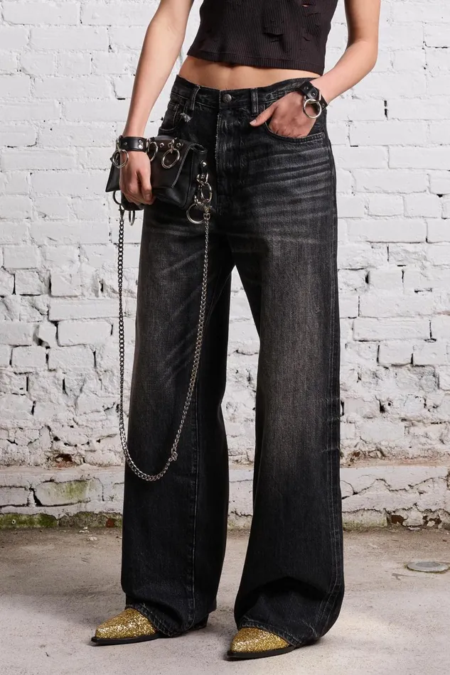 R13 Sale Women D039ARCY LOOSE JEAN 8211 ETON SELVEDGE BLACK