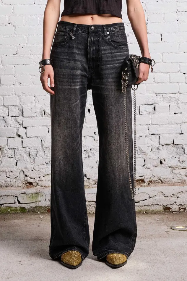R13 Sale Women D039ARCY LOOSE JEAN 8211 ETON SELVEDGE BLACK