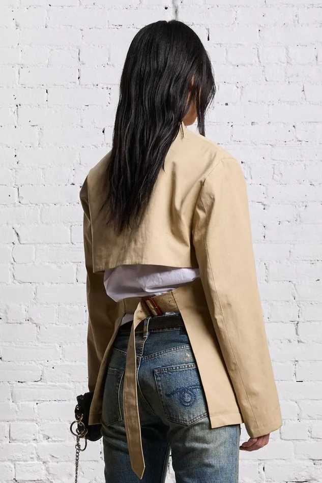R13 Sale Women DOUBLE BREASTED OPEN BACK BLAZER 8211 LIGHT KHAKI