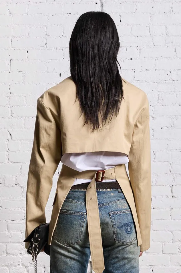 R13 Sale Women DOUBLE BREASTED OPEN BACK BLAZER 8211 LIGHT KHAKI