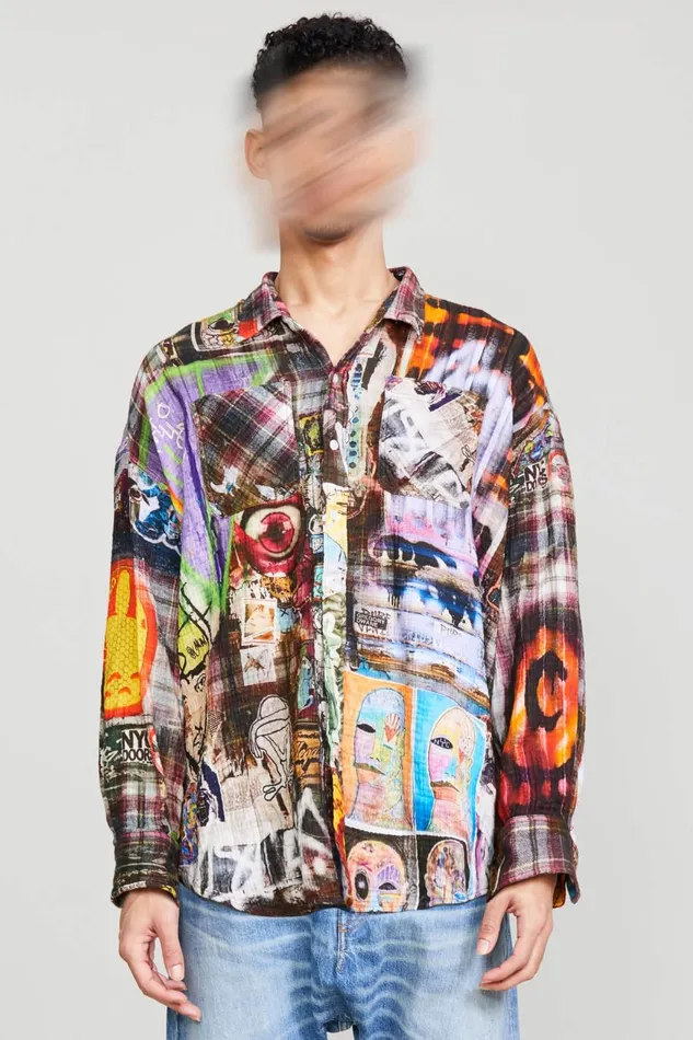 R13 Sale Women DROP NECK WORKSHIRT 8211 GRAFFITI PLAID