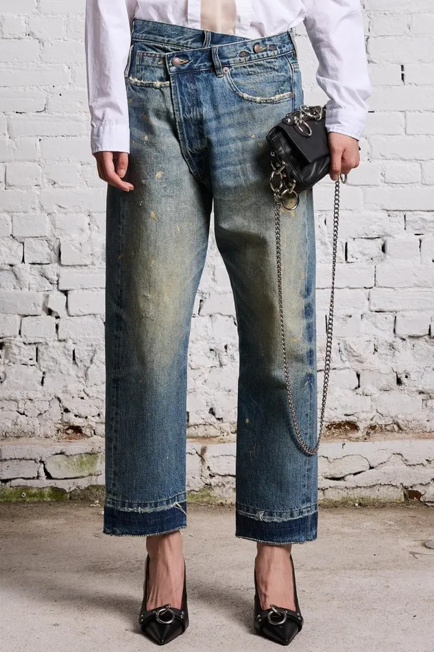 R13 Sale Women GOLD SPLATTER CROSSOVER 8211 CLINTON BLUE