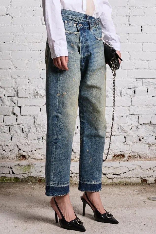R13 Sale Women GOLD SPLATTER CROSSOVER 8211 CLINTON BLUE