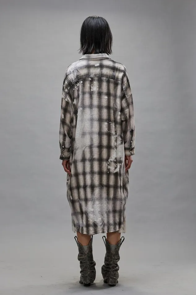 R13 Sale Women JUMBO SHIRTDRESS 8211 PRINTED GREY PLAID