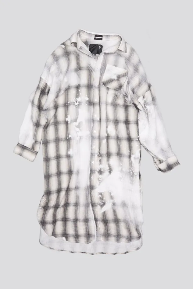 R13 Sale Women JUMBO SHIRTDRESS 8211 PRINTED GREY PLAID