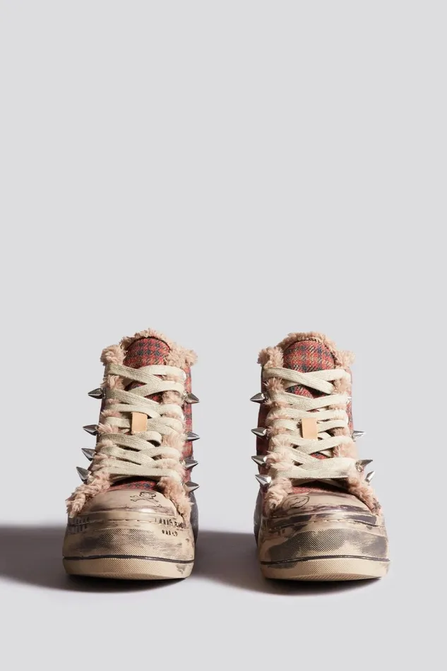 R13 Sale Women KURT HIGH TOP SNEAKER 8211 RED PLAID
