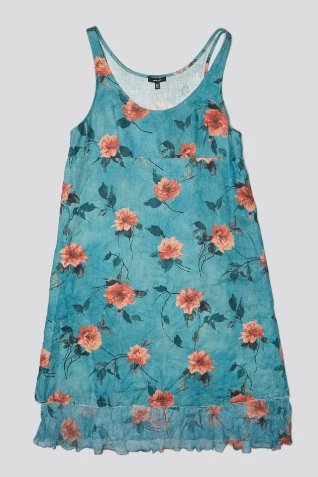 R13 Sale Women LAYERED FLOUNCE TANK SLIP 8211 BLUE FLORAL