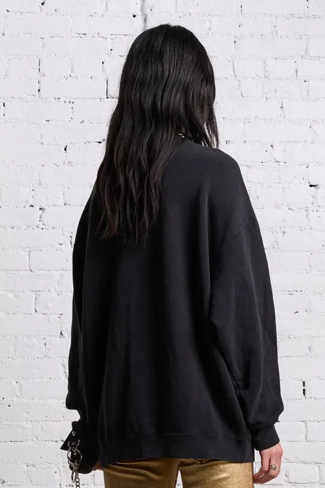 R13 Sale Women OVERSIZED NEW YORK CREWNECK 8211 BLACKOUT