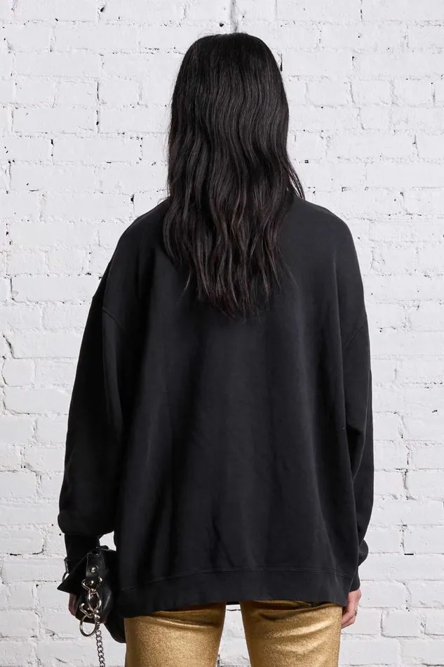 R13 Sale Women OVERSIZED NEW YORK CREWNECK 8211 BLACKOUT