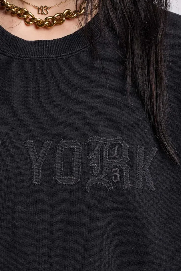 R13 Sale Women OVERSIZED NEW YORK CREWNECK 8211 BLACKOUT