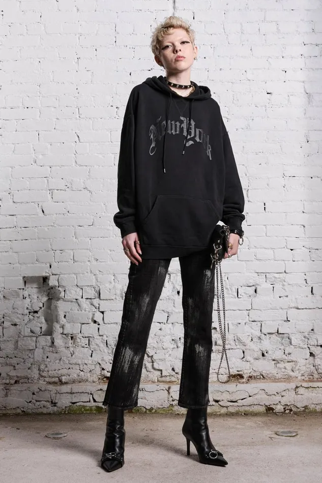 R13 Sale Women OVERSIZED NEW YORK HOODIE 8211 BLACKOUT