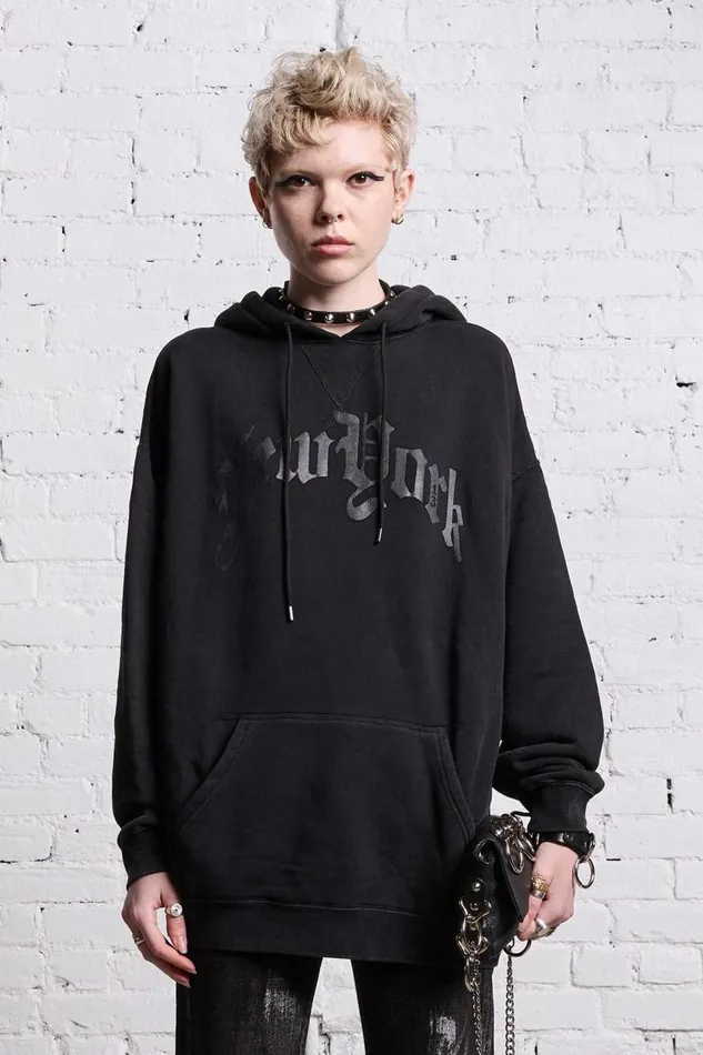 R13 Sale Women OVERSIZED NEW YORK HOODIE 8211 BLACKOUT