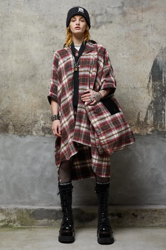 R13 Sale Women PLAID OVERSIZED BOXY SHIRTDRESS 8211 ECRUMAROON PLAID