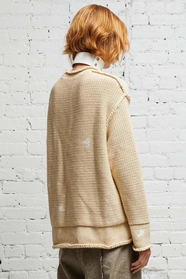 R13 Sale Women ROLLED EDGE BOXY SWEATER 8211 NATURAL