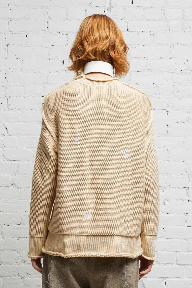 R13 Sale Women ROLLED EDGE BOXY SWEATER 8211 NATURAL