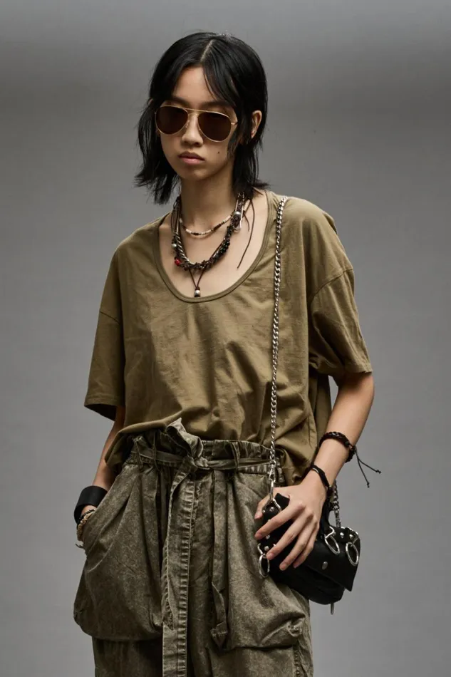 R13 Sale Women SCOOP NECK RELAXED T 8211 LIGHT OLIVE