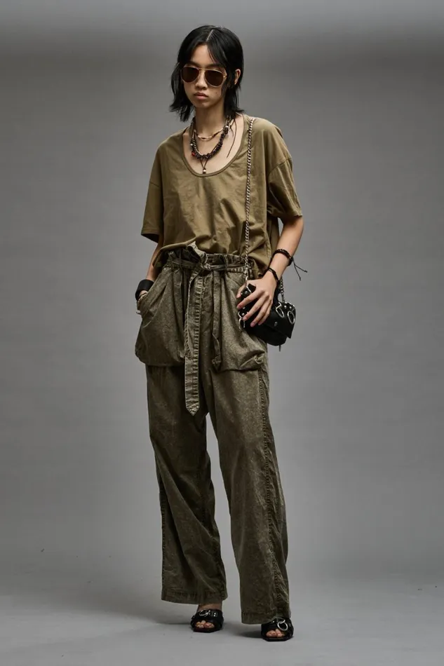R13 Sale Women SCOOP NECK RELAXED T 8211 LIGHT OLIVE