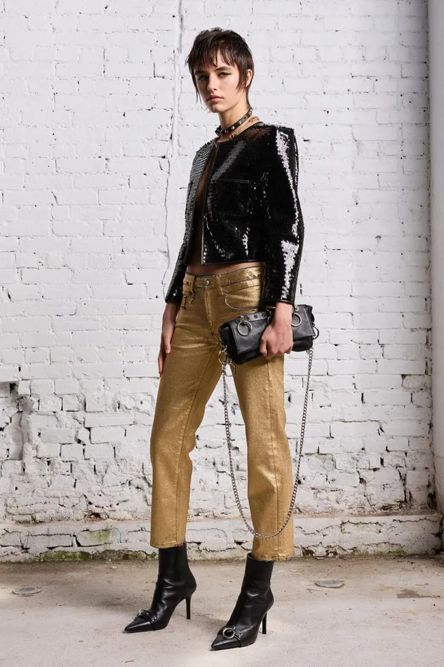 R13 Sale Women SQUARE SHOULDER SEQUIN JACKET 8211 BLACK