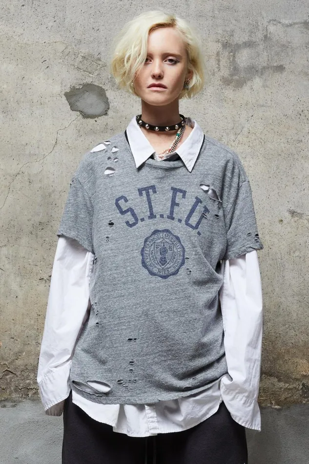 R13 Sale Women STFU BOY T 8211 HEATHER GREY