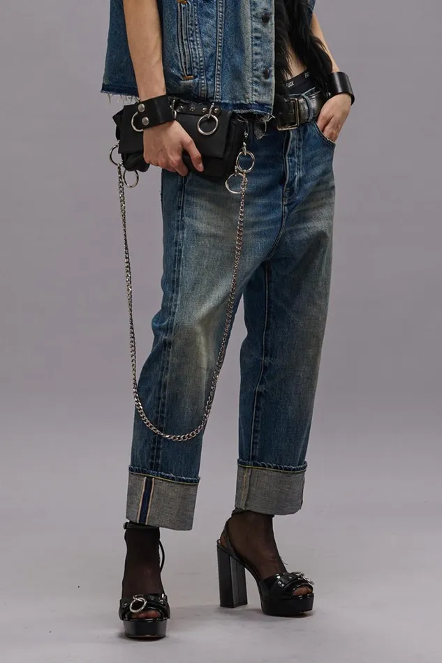 R13 Sale Women TAILORED DROP JEAN 8211 ASPEN SELVEDGE BLUE