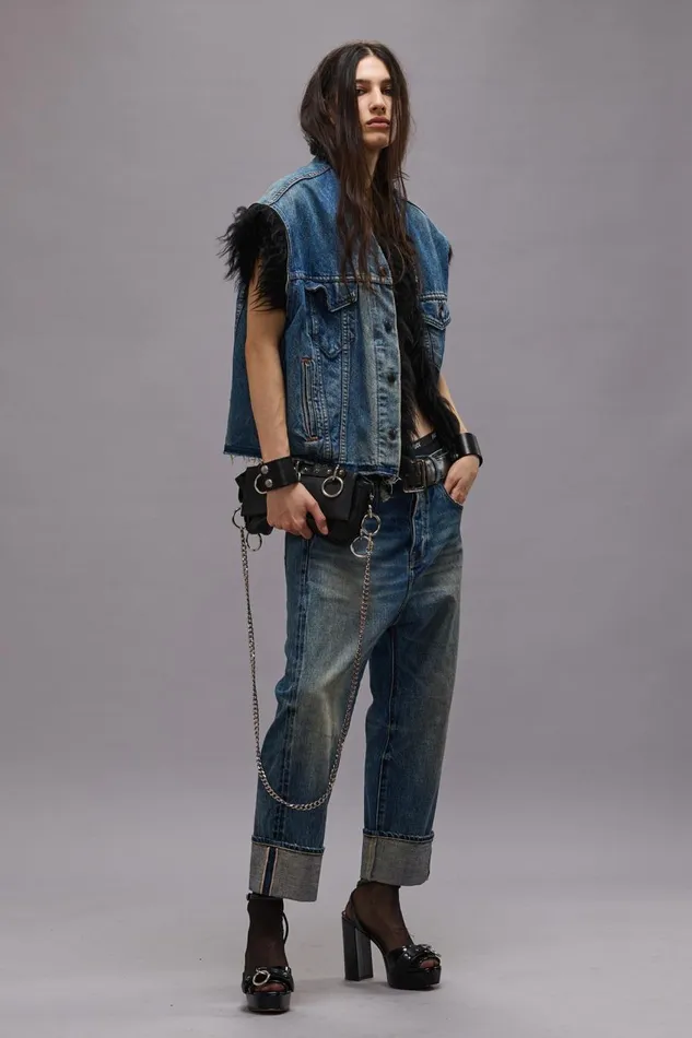 R13 Sale Women TAILORED DROP JEAN 8211 ASPEN SELVEDGE BLUE