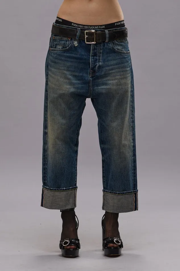 R13 Sale Women TAILORED DROP JEAN 8211 ASPEN SELVEDGE BLUE