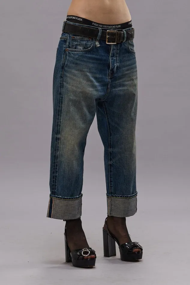 R13 Sale Women TAILORED DROP JEAN 8211 ASPEN SELVEDGE BLUE