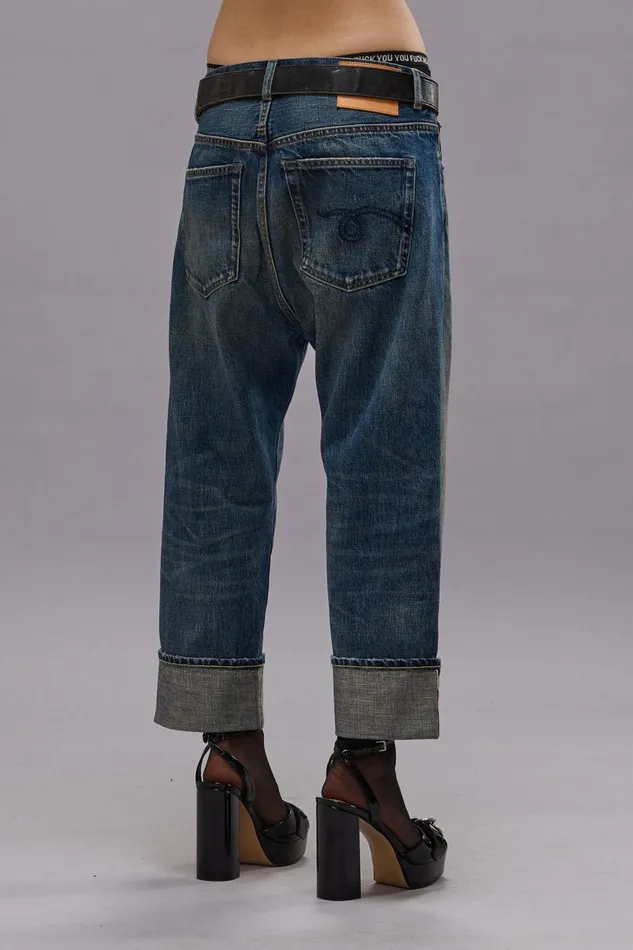 R13 Sale Women TAILORED DROP JEAN 8211 ASPEN SELVEDGE BLUE