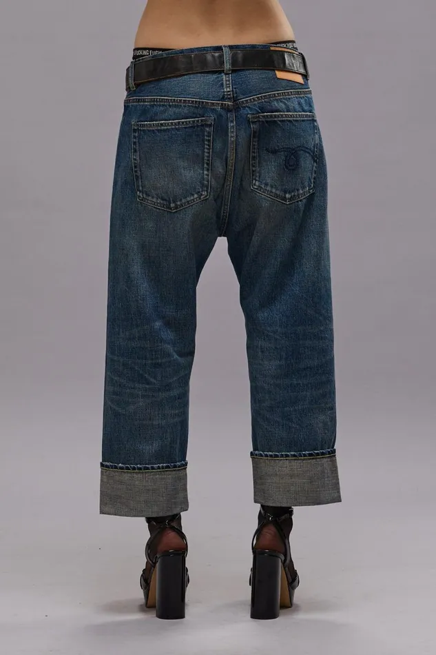 R13 Sale Women TAILORED DROP JEAN 8211 ASPEN SELVEDGE BLUE