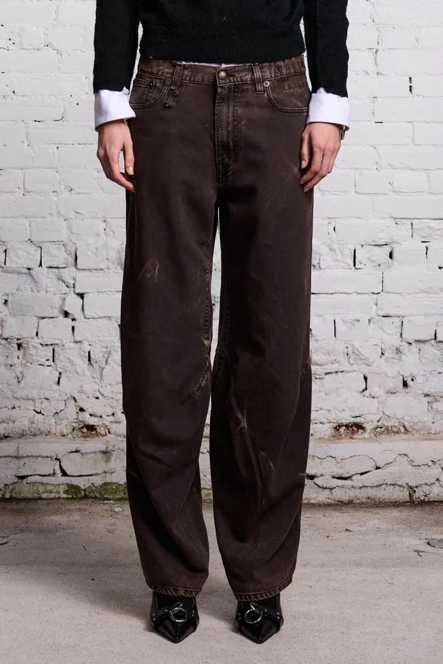R13 Sale Women TINA ARTICULATED JEAN 8211 RUSSEL ACID BLACK