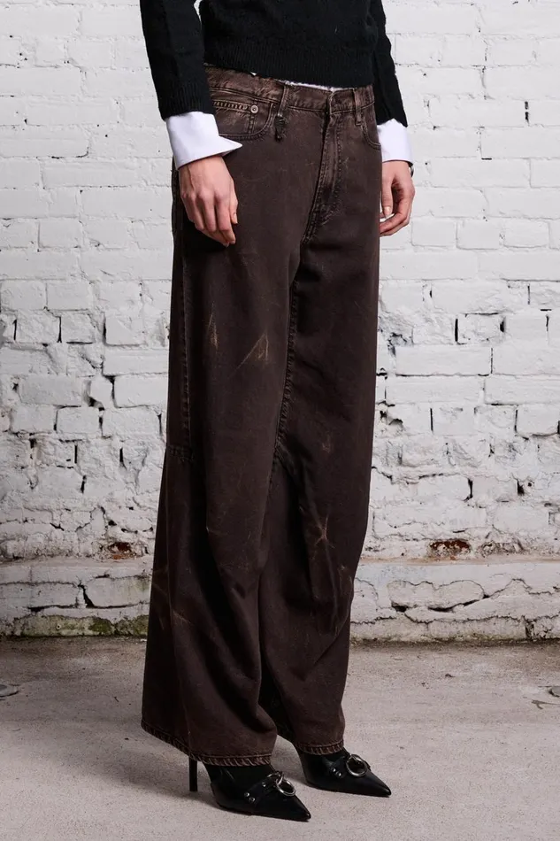 R13 Sale Women TINA ARTICULATED JEAN 8211 RUSSEL ACID BLACK