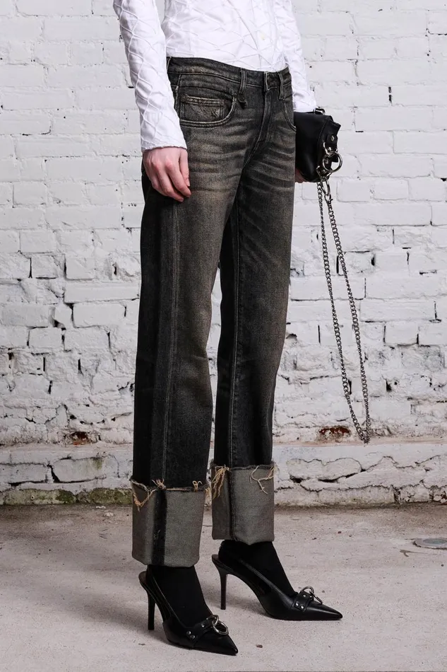 R13 Sale Women TOBI BOY JEAN 8211 ABBEY BLACK