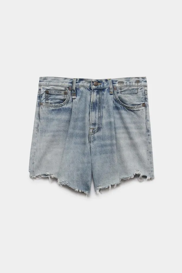 R13 ShortsSkirts Women Damon Pleated Short 8211 Lennon Blue Denim R13 ShortsSkirts Women Damon Pleated Short 8211 Lennon Blue Denim
