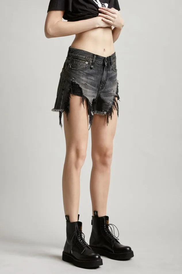 R13 ShortsSkirts Women SHREDDED SLOUCH SHORT 8211 NILES BLACK