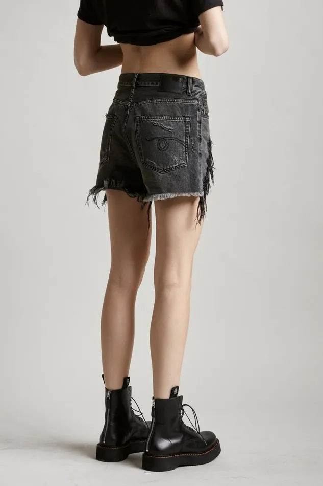 R13 ShortsSkirts Women SHREDDED SLOUCH SHORT 8211 NILES BLACK