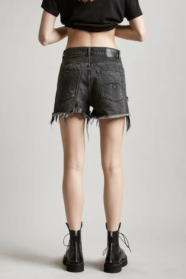 R13 ShortsSkirts Women SHREDDED SLOUCH SHORT 8211 NILES BLACK