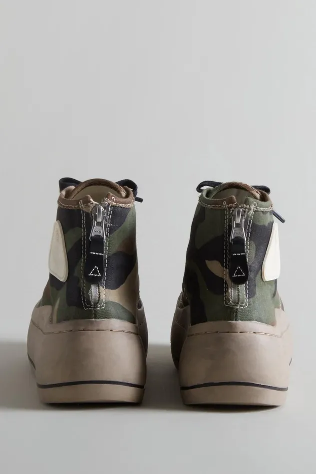 R13 Sneakers Women KURT HIGH TOP SNEAKER CAMO and BROWN