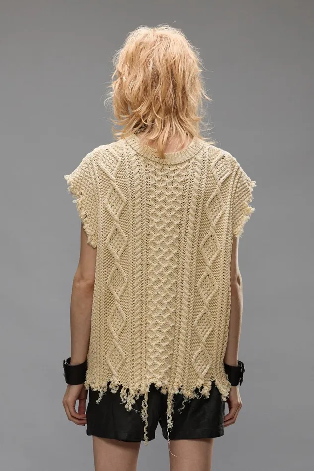 R13 Sweaters Women CABLE SWEATER VEST 8211 CREAM